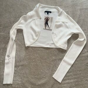 White Cropped Cardigan